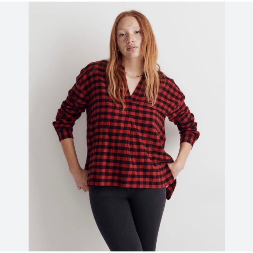 New Madewell Flannel Long-Sleeve Shirt in Plaid Size Small